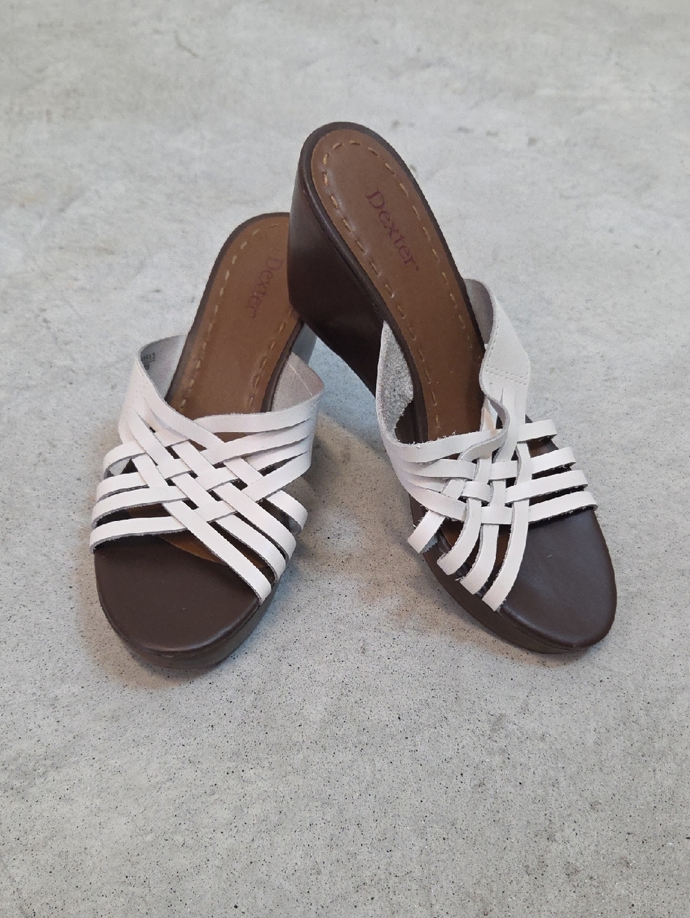 Dexter White Strappy Open-Toe Leather Mules